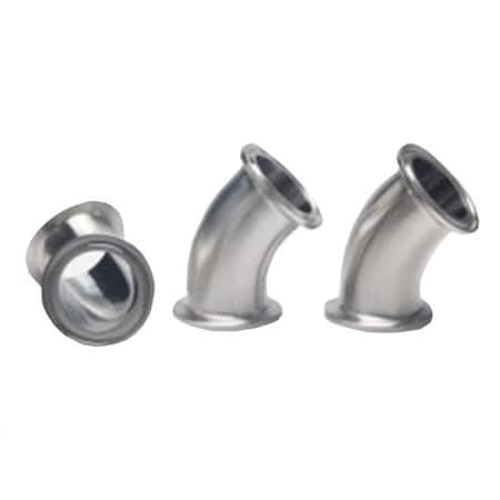 Cole-Parmer Fitting, 316L Stainless Steel, 45 Degrees Elbow, Sanitary Clamp Union, 1-1/2in 3070086